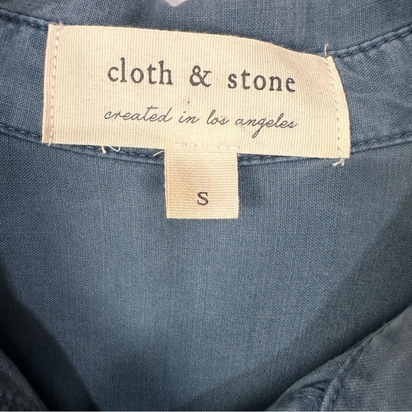 Anthropologie Cloth & Stone chambray utility shirt dress denim tie waist small - Picture 11 of 11